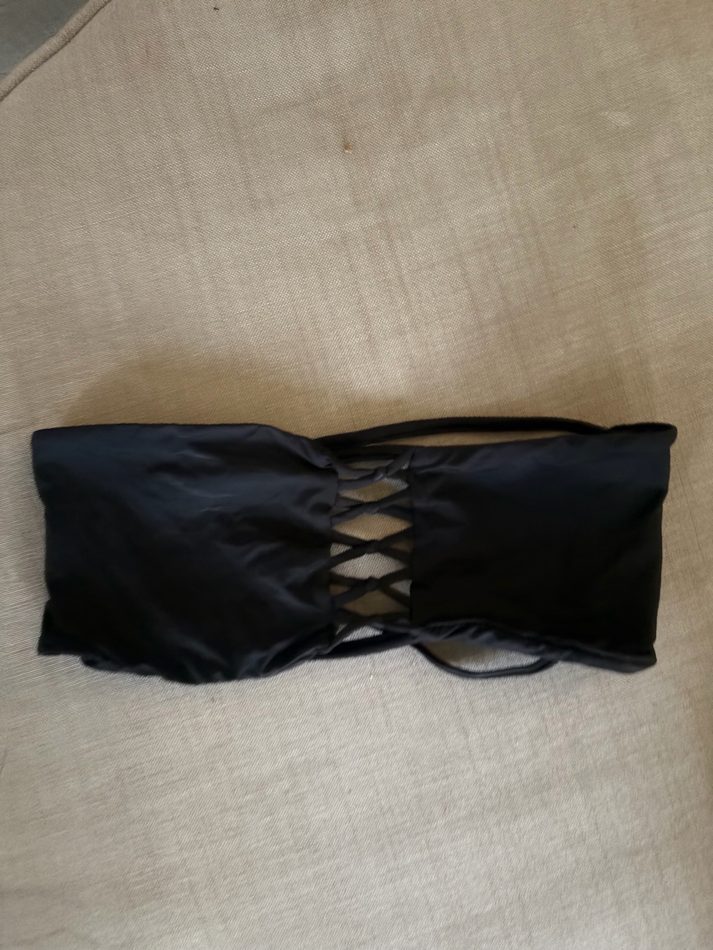 San Lorenzo Black Bandeau One-Piece with Lattice Front